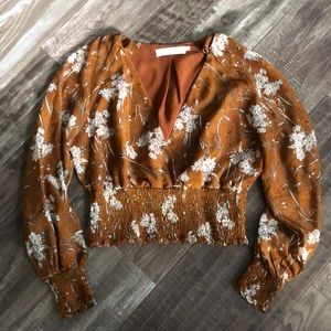 ASTR the label long sleeve cropped blouse